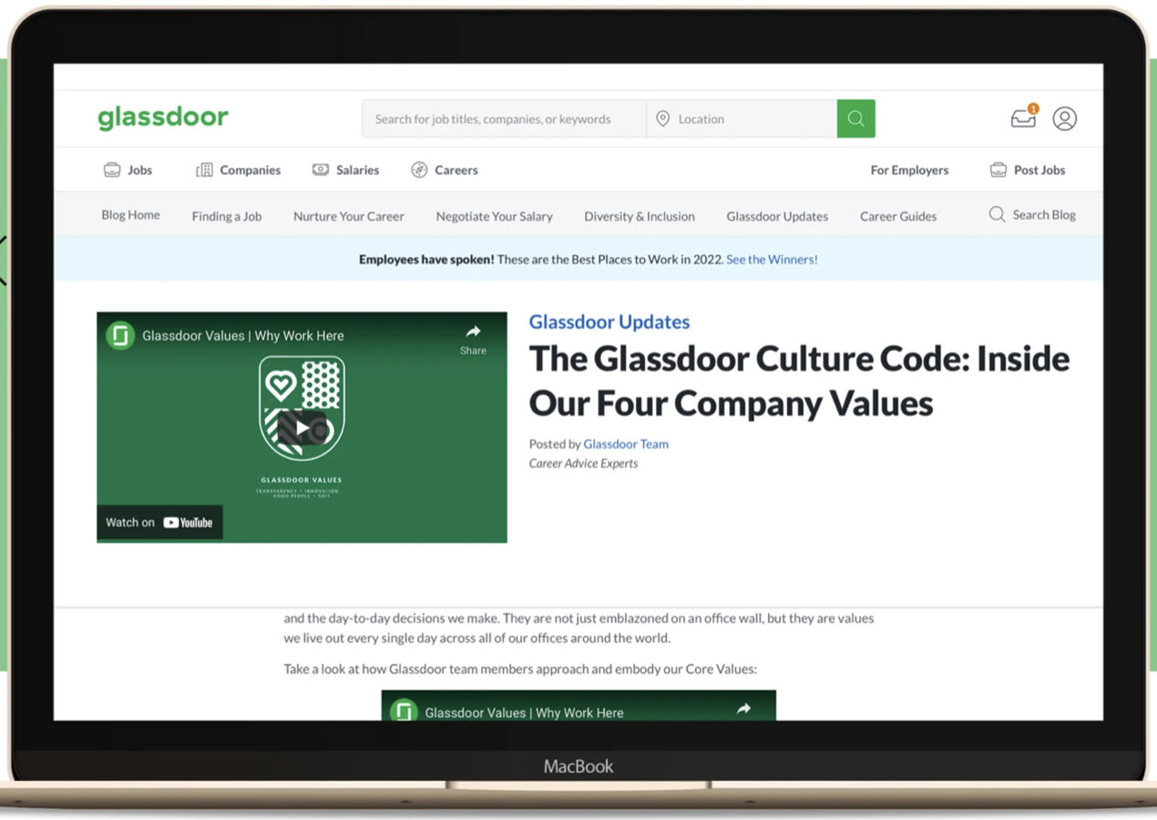 Glassdoor — Culture Code feature