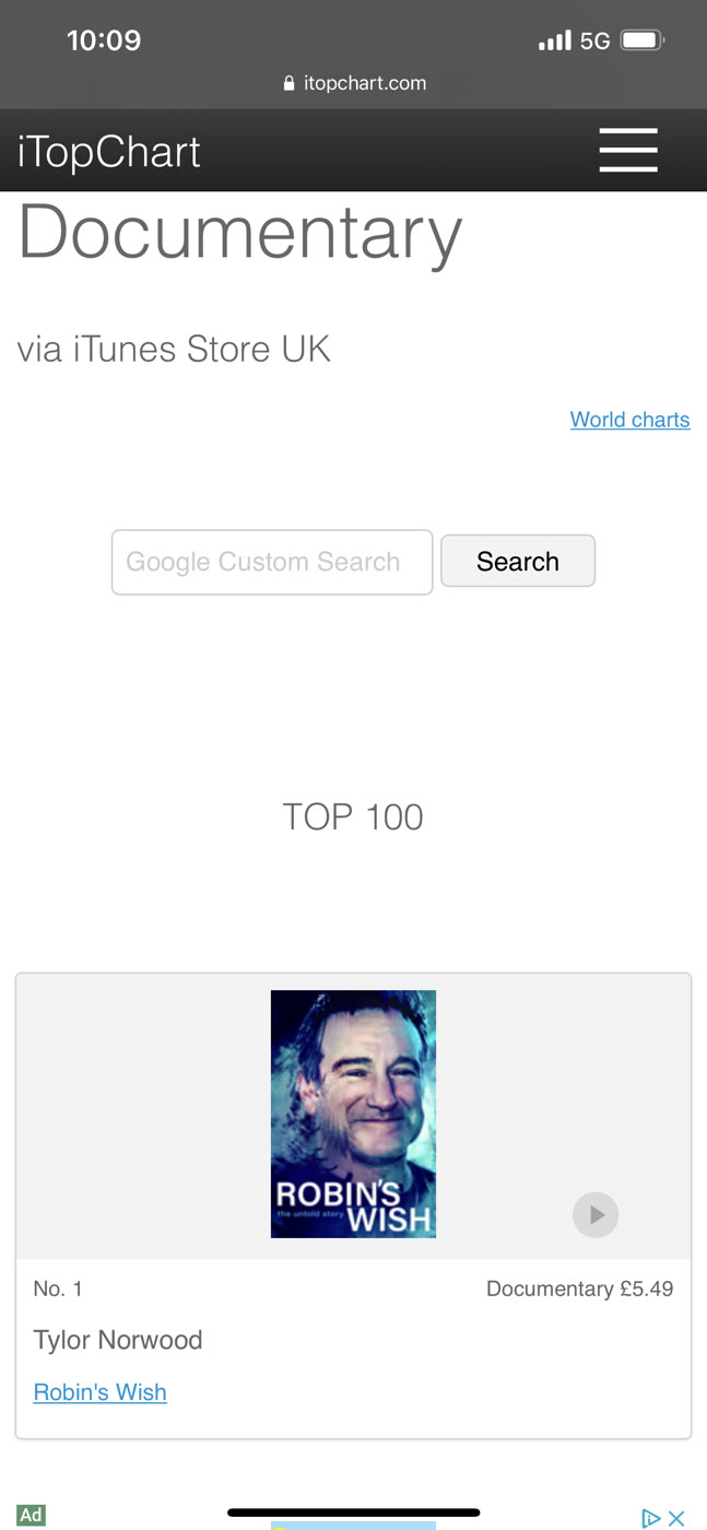 Robin's Wish — Top 100 · iTunes Store UK